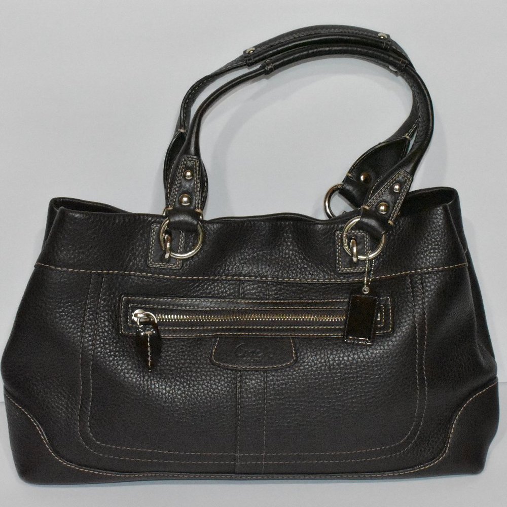 Coach Penelope Brown Pebbled Leather Carryall Tote Purse G0982-14425
